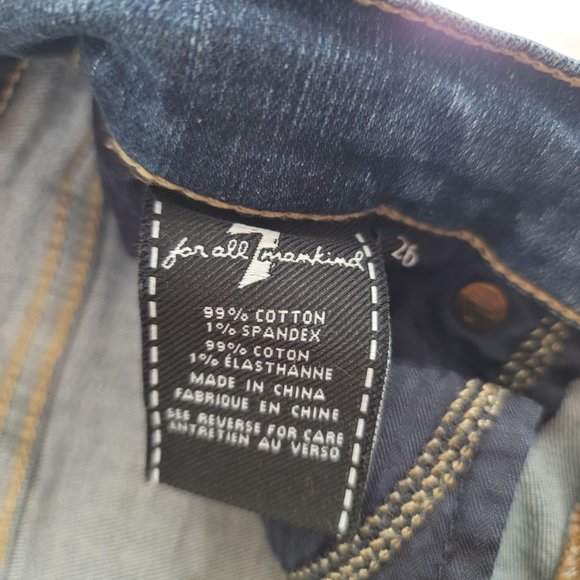 7 for all mankind the ankle skinny denim blue jeans high rise size 26 - Picture 6 of 7